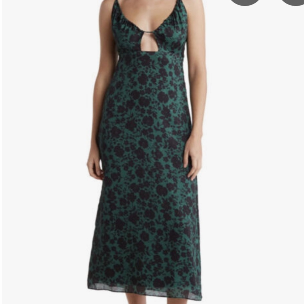 NEW NWT Nordstrom Nsr Midi black floral dress size XS